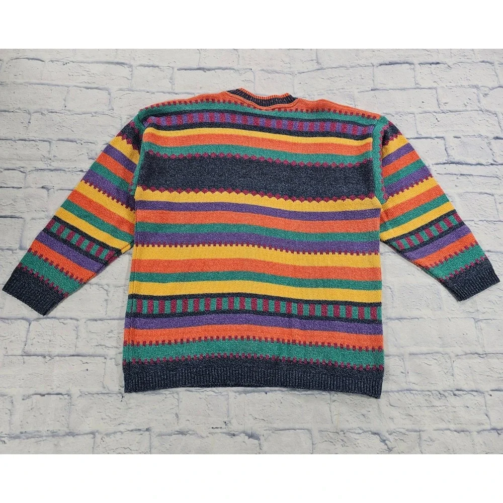 The Sweater Shop Knit Sweater Mens S/M Multicolor 90s Striped VINTAGE UK - Picture 4 of 16